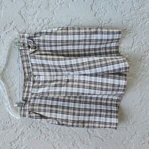 Vintage Linen Plaid High Waisted Rise Shorts Size 32